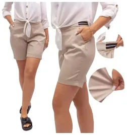 krotkie-spodenki-damskie-eleganckie-elastyczne-bezowe-bermudy-40-l-firi