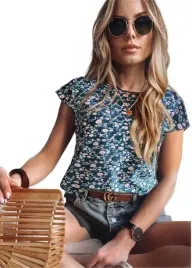 bluzka-damska-krotki-rekaw-klasyczna-modny-print-wzory