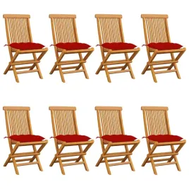 krzesla-ogrodowe-drewniane-tekowe-z-poduszkami-czerwonymi-8-szt