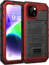 beeasy-metalowe-etui-wodoodporne-360-do-iphone-13-14-pancerne-czerwone