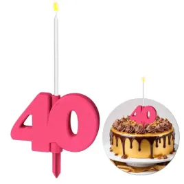 dekoracja-na-tort-swiecznik-liczba-40-biala-swieczka-rozowy