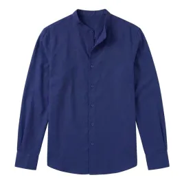 koszula-meska-m-lniana-dlugi-rekaw-stojka-bawelna-regular-granatowa-casual