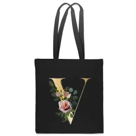 eko-torba-bawelniana-czarna-z-litera-v-imie-monogram-viola-viki-tt-280-cz