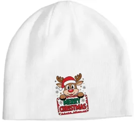 swiateczna-czapka-beanie-kolorowy-nadruk-merry-christmas-renifer-rudolf