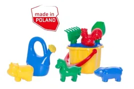 zestaw-do-piasku-koniczynka-9-el-wiaderko-lopatka-foremki-konewka-hemar