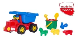 jeep-z-kompletem-do-piasku-koniczynka-wiaderko-foremki-lopatka-grabki-hemar