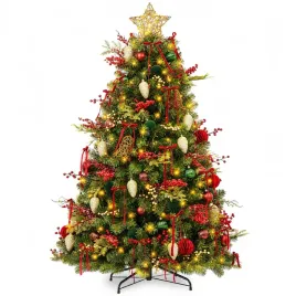 choinka-sztuczna-180-cm-led-138-ozdob-zloto-bordo-busybee-pvc