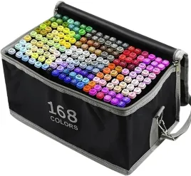 markery-alkoholowe-168-szt-flamastry-mazaki-pisaki-dwustronne-pro-torba