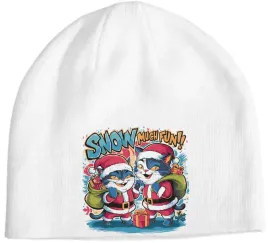 czapka-beanie-zimowa-fajny-nadruk-swiateczne-kotki-mikolaje-mikolajki