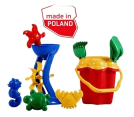 zestaw-do-piasku-na-plaze-wiaderko-mlynek-sitko-foremki-9-el-kolorowy-hemar