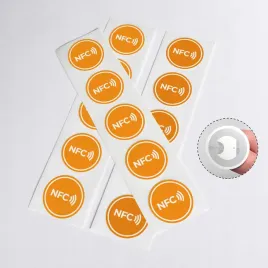 naklejka-nfc-pomaranczowa-z-bialym-napisem-okragla-ntag213-o25-mm-10-szt