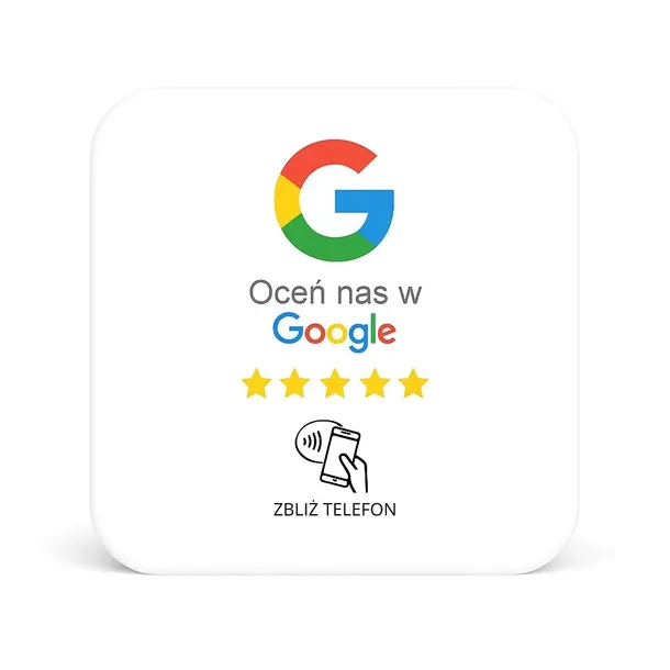 Naklejka NFC Google Opinie wystawianie opinii wodoodporna 12x12 cm