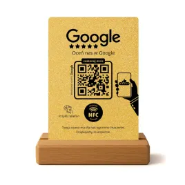 stojak-stand-nfc-qr-google-opinie-zloty-brokatowy-a6