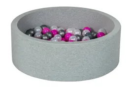 suchy-basen-dla-dziecka-z-pileczkami-150szt-perlowy-roz-srebrny