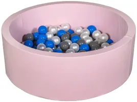 suchy-basen-dla-dziecka-z-pileczkami-150szt-rozowy-perlowy-niebieski