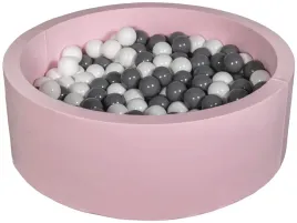 suchy-basen-dla-dziecka-z-pileczkami-200szt-rozowy-bialy-szary