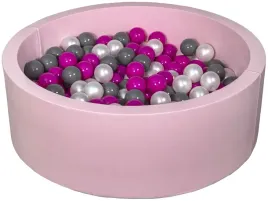 suchy-basen-dla-dziecka-z-pileczkami-200szt-rozowy-perlowy-roz-szary