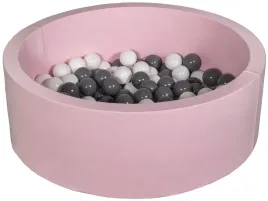 suchy-basen-dla-dziecka-z-pileczkami-150szt-rozowy-bialy-szary
