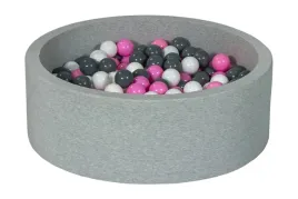 suchy-basen-dla-dziecka-z-pileczkami-300szt-bialy-pudrowy-roz-szary