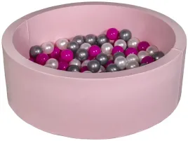 suchy-basen-dla-dziecka-z-pileczkami-150szt-rozowy-perlowy-roz-srebrny