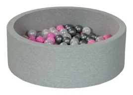 suchy-basen-dla-dziecka-z-pileczkami-200szt-perlowy-pudrowy-roz-srebrny