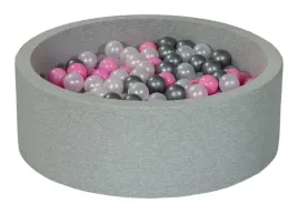 suchy-basen-dla-dziecka-z-pileczkami-300szt-perlowy-pudrowy-roz-srebrny