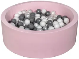 suchy-basen-dla-dziecka-z-pileczkami-300szt-rozowy-bialy-perlowy-szary
