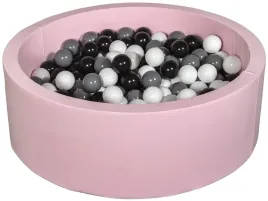 suchy-basen-dla-dziecka-z-pileczkami-300szt-rozowy-czarny-bialy-szary