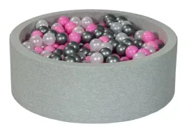 suchy-basen-dla-dziecka-z-pileczkami-450szt-perlowy-pudrowy-roz-srebrny