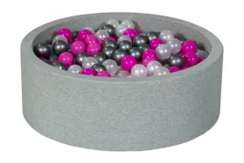 suchy-basen-dla-dziecka-z-pileczkami-450szt-perlowy-roz-srebrny