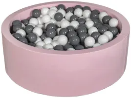suchy-basen-dla-dziecka-z-pileczkami-450szt-rozowy-bialy-szary
