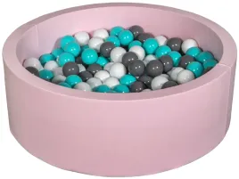 suchy-basen-dla-dziecka-z-pileczkami-200szt-rozowy-bialy-szary-turkusowy