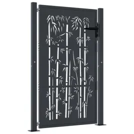 furtka-ogrodowa-antracytowa-100x125-cm-stal-motyw-bambusa