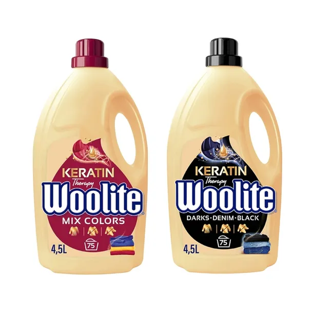 Płyn do prania WOOLITE Keratin Therapy MIX czarne + kolor 75 prań 2x 4,5 L