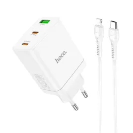 hoco-ladowarka-sieciowa-2-x-typ-c-usb-a-kabel-typ-c-do-lightning-pd-qc3