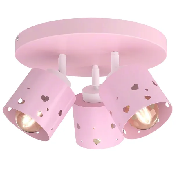 DZIEWCZĘCA LAMPA PLAFON SUFITOWA ŻYRANDOL LED E27 RÓŻOWA SERCA