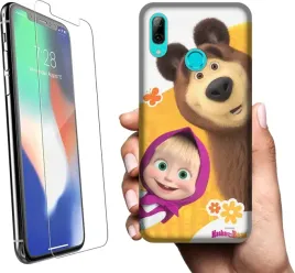 etui-na-huawei-p-smart-2019-telefon-wzory-masza-i-niedzwiedz-szklo