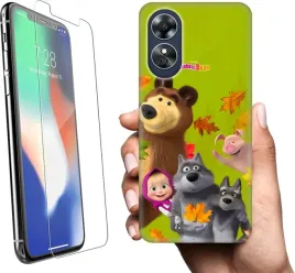 etui-na-oppo-a17-telefon-wzory-masza-i-niedzwiedz-szklo