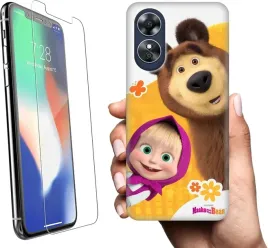 etui-na-oppo-a17-telefon-wzory-masza-i-niedzwiedz-szklo