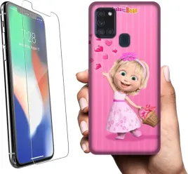 etui-na-samsung-galaxy-a21s-telefon-wzory-masza-i-niedzwiedz-szklo