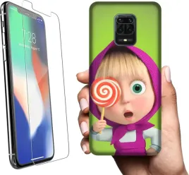 etui-na-xiaomi-redmi-note-9-pro-telefon-wzory-masza-i-niedzwiedz-szklo