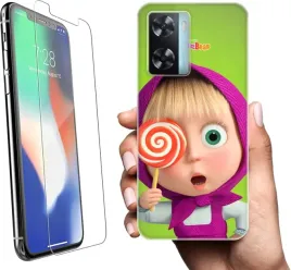 etui-na-oppo-a57s-telefon-wzory-masza-i-niedzwiedz-szklo