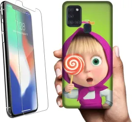 etui-na-samsung-galaxy-a21s-telefon-wzory-masza-i-niedzwiedz-szklo