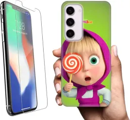 etui-na-samsung-galaxy-s23-telefon-wzory-masza-i-niedzwiedz-szklo