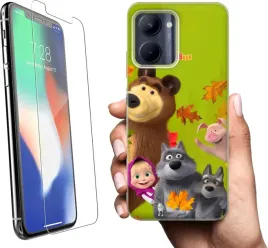 etui-na-realme-c33-telefon-wzory-masza-i-niedzwiedz-szklo