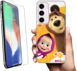 etui-na-samsung-galaxy-s23-telefon-wzory-masza-i-niedzwiedz-szklo