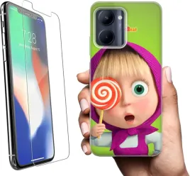 etui-na-realme-c33-telefon-wzory-masza-i-niedzwiedz-szklo