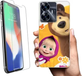 etui-na-realme-c55-telefon-wzory-masza-i-niedzwiedz-szklo