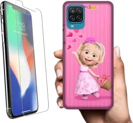 etui-na-samsung-galaxy-a12-telefon-wzory-masza-i-niedzwiedz-szklo