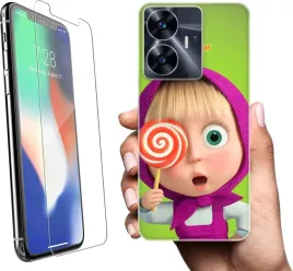 etui-na-realme-c55-telefon-wzory-masza-i-niedzwiedz-szklo